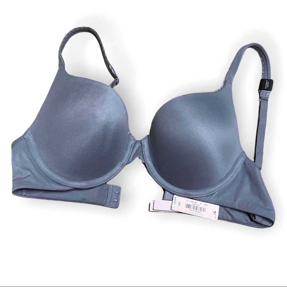 Victorias Secret Gray Perfect Shape Light Push Up Bra NWT 32 C Body By Victoria